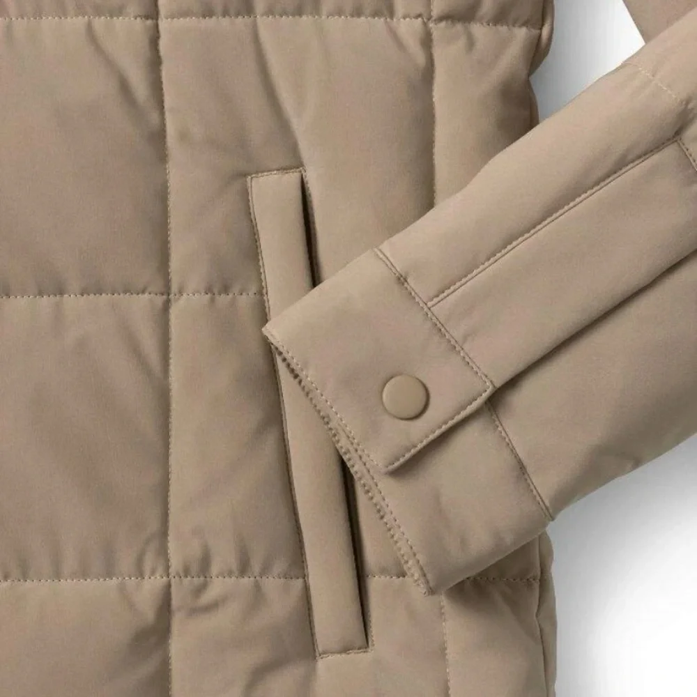LANDSEND Mens Quilted Stretch Down Jacket Khaki/Brown 34 to 9 Degrees Temps